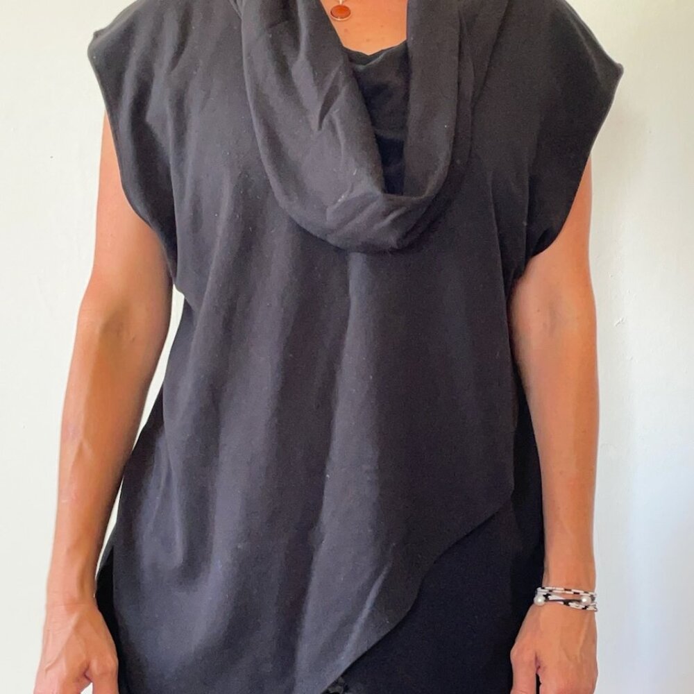 bryn walker Lavinia Stretch Jersey Modal Ponte Cowl Neck Crossover Tunic Top Med